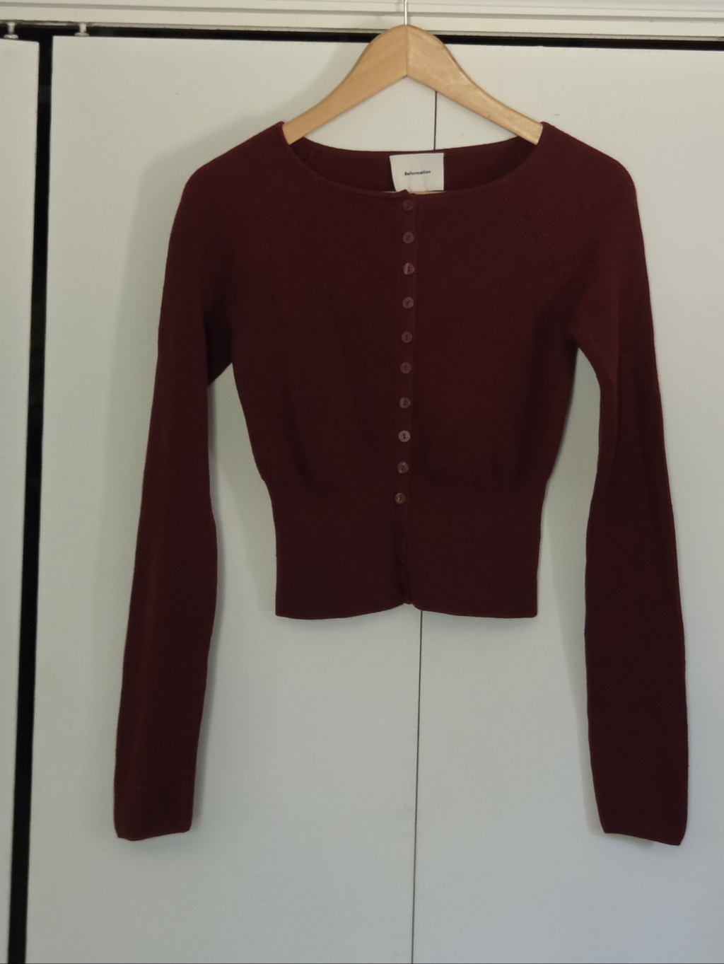 Reformation Meadow Wool Ribbed Knit Top In Deep Wine